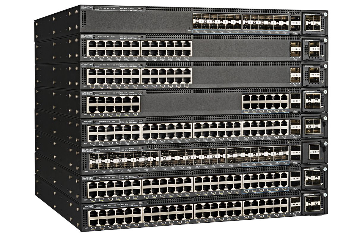 RUCKUS ICX 7550 switch family, 45-degree right view